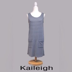 Kaileigh Shift Dress from ThredUp,‎ Gray and White Striped, Size Medium